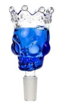 Blue Skull Crown Glass Cone Piece 14mm - Best Bongs And More
