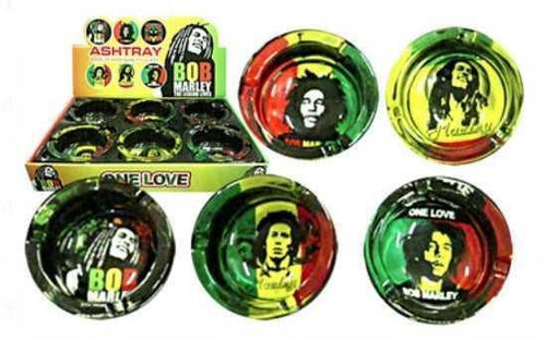 Bob Marley Designs Round Glass Ashtray 2 PACK - Best Bongs And More