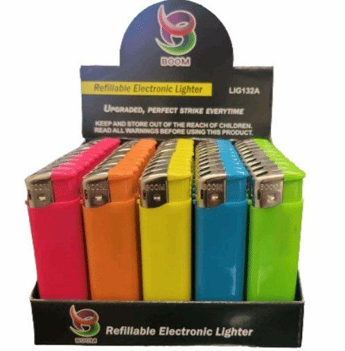 Boom Coloured Refillable Lighters 5 Pack - Best Bongs And More