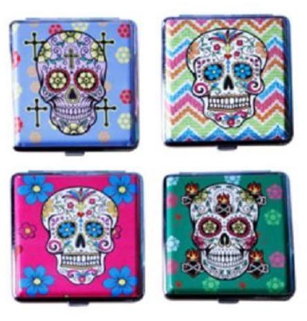 Candy Skull Designs Cigarette Hard Case Tobacco Storage - Best Bongs And More