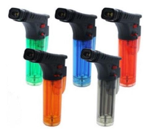 Clear Coloured Refillable Blow Torch Twin Jet Lighter - Best Bongs And More