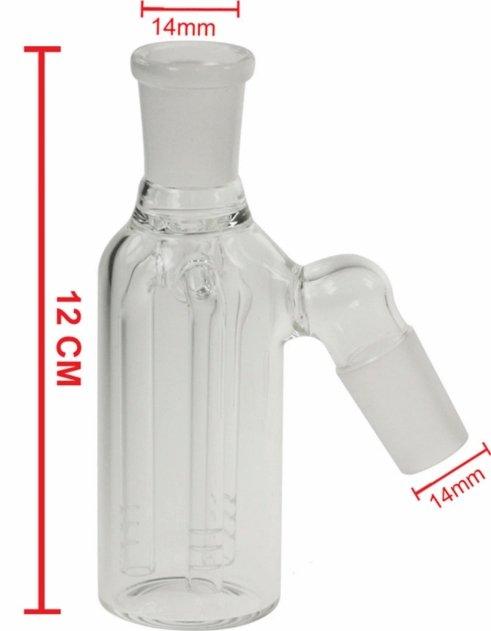 Clear Triple Fork Tar Ash Catcher Glass Chamber 14mm - Best Bongs And More