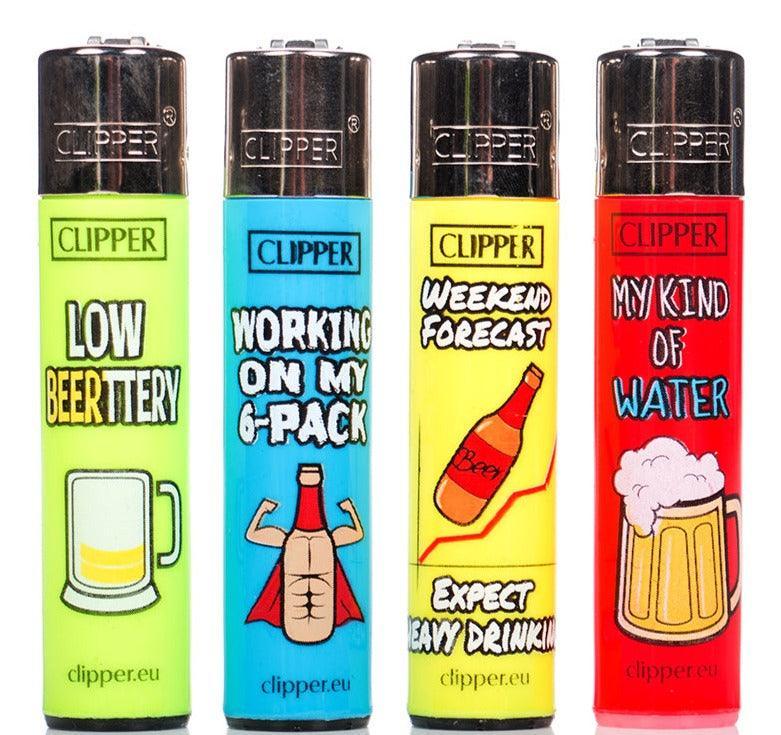 Clipper Large Beer Sentences Refillable Lighters 4 Pack - Best Bongs And More