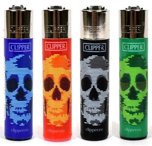 Clipper Large Blurry Skull Refillable Lighters 4 Pack - Best Bongs And More