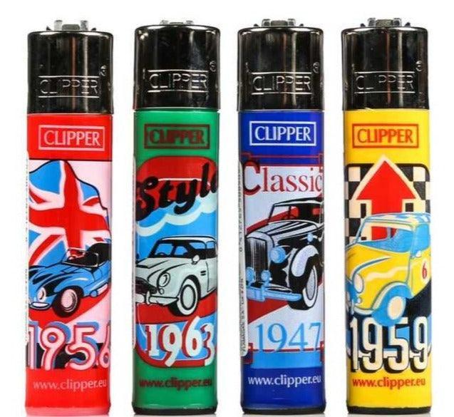 Clipper Large Cars Refillable Lighters 4 Pack - Best Bongs And More