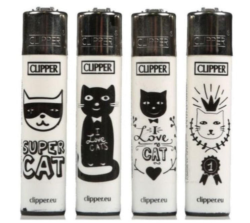 Clipper Large Cats Refillable Lighters 4 Pack - Best Bongs And More