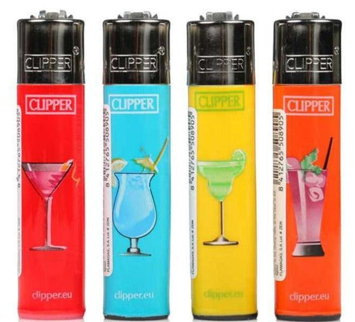 Clipper Large Cocktails Refillable Lighters 4 Pack - Best Bongs And More