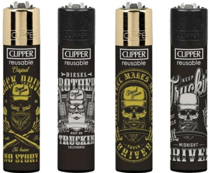 Clipper Large Driving Skulls Refillable Lighters 4 Pack - Best Bongs And More