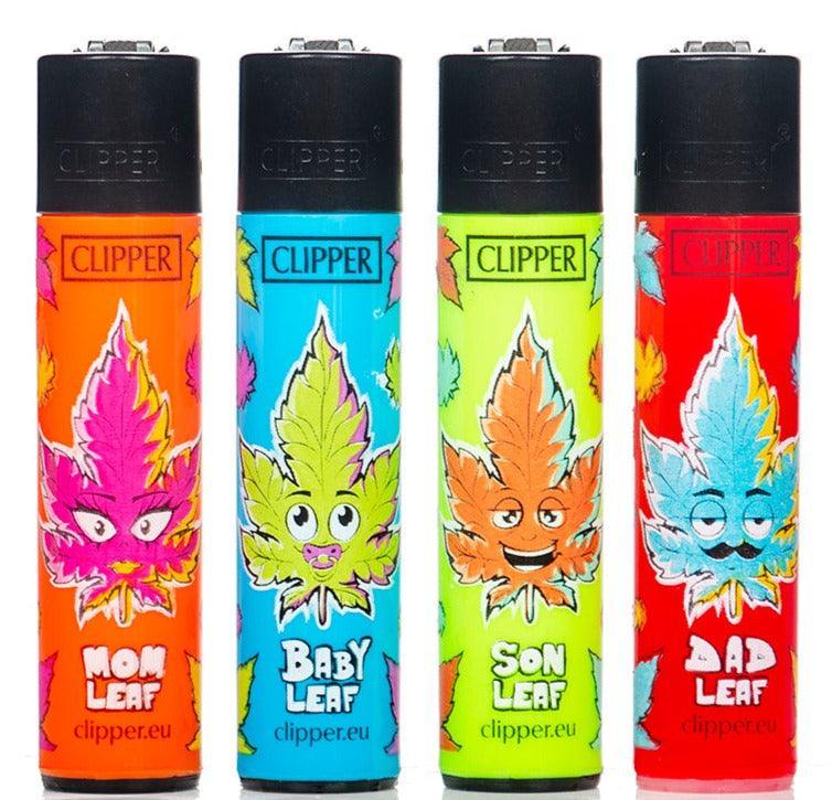 Clipper Large Family Leaves Refillable Lighters 4 Pack - Best Bongs And More