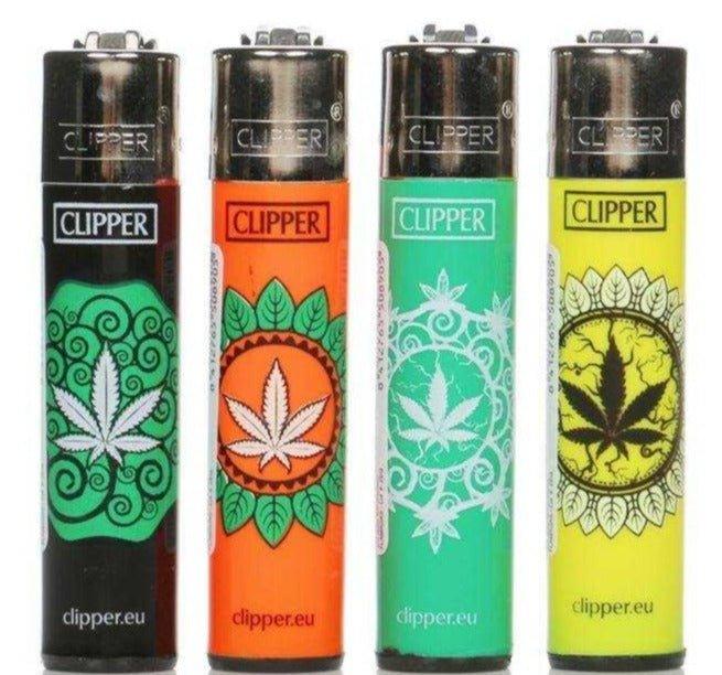 Clipper Large Leaves Refillable Lighters 4 Pack - Best Bongs And More