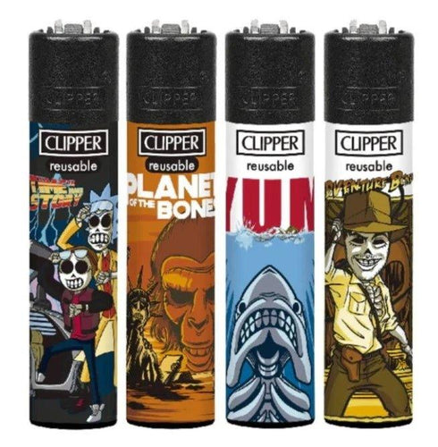 Clipper Large Movies Refillable Lighters 4 Pack - Best Bongs And More