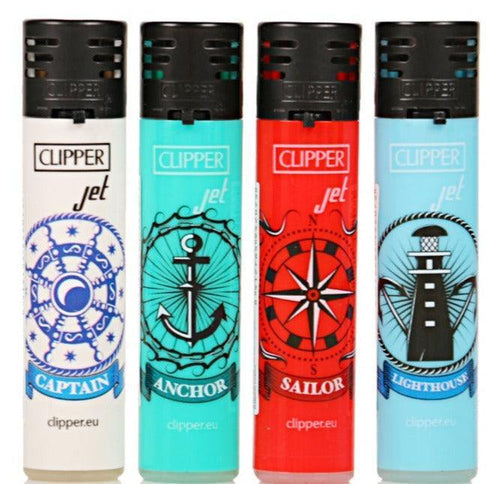 Clipper Large Nautical Refillable Jet Lighters 4 Pack - Best Bongs And More