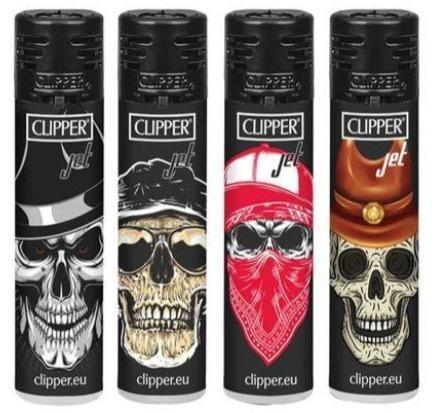 Clipper Large Skulls Refillable Jet Lighters 4 Pack - Best Bongs And More