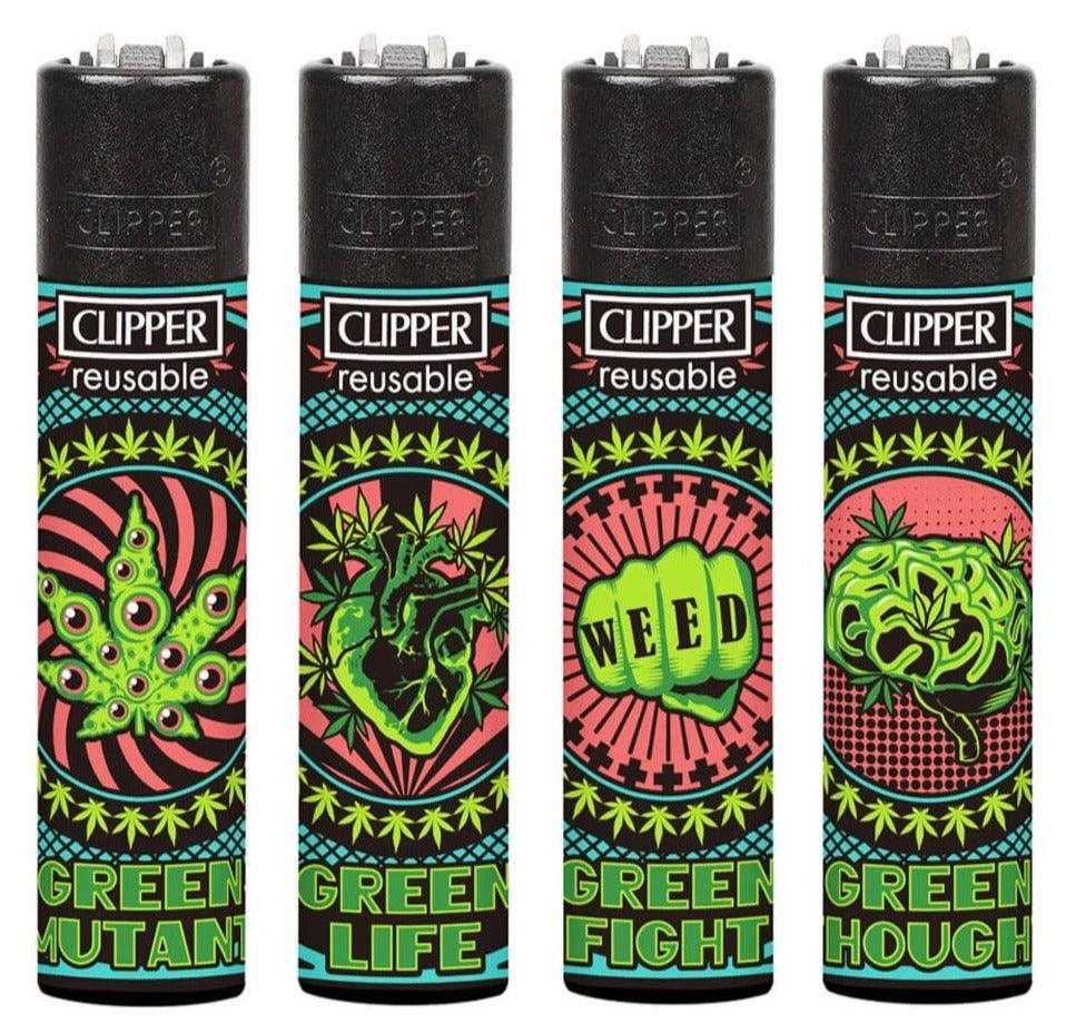 Clipper Large Weed Billboard Refillable Lighters 4 Pack - Best Bongs And More