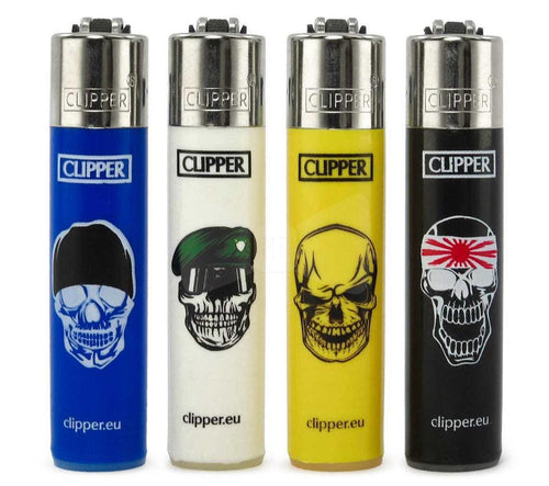 Clipper Small Skulls Refillable Lighters 4 Pack - Best Bongs And More