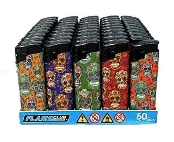 Flameclub Candy Skull Refillable Lighters 5 Pack - Best Bongs And More