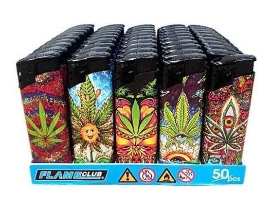 Flameclub Leaf Refillable Lighters 5 Pack - Best Bongs And More