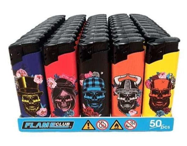 Flameclub Skull Refillable Lighters 5 Pack - Best Bongs And More