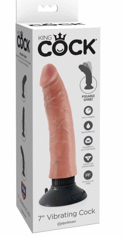 King Cock Vibrating Realistic Dildo Suction Cup (Various Sizes) - Best Bongs And More