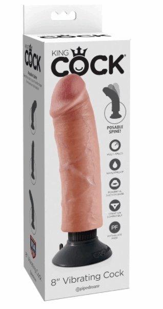 King Cock Vibrating Realistic Dildo Suction Cup (Various Sizes) - Best Bongs And More