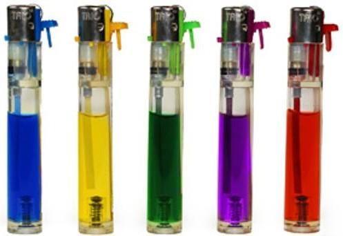 Large Coloured Slimline Refillable Lighters 5 Pack - Best Bongs And More