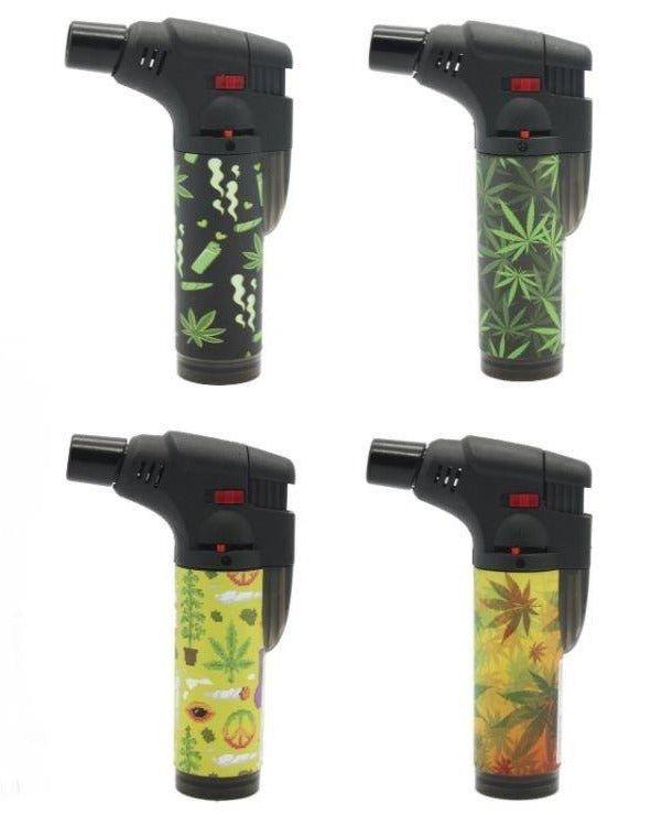 Leaf Design Refillable Blow Torch Jet Lighter - Best Bongs And More