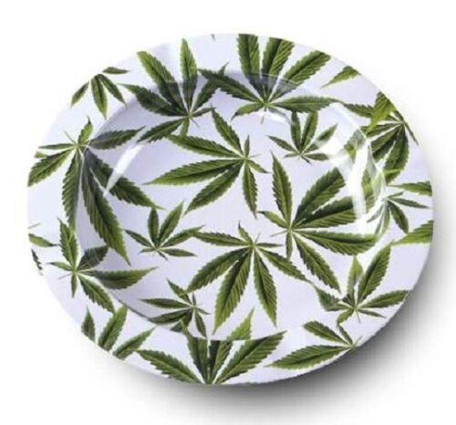 Leaves Design Metal Round Ashtray - Best Bongs And More