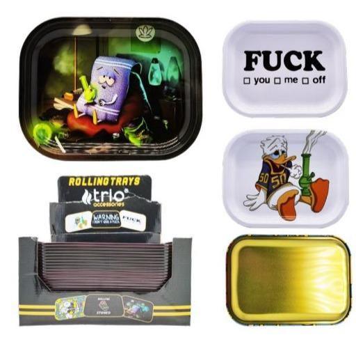 Metal Assorted Designs Rolling Trays - Best Bongs And More