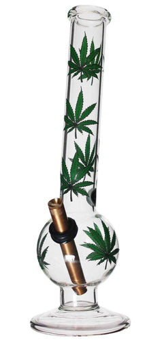 MWP Extra Large Green Leaf Glass Bong 35cm - Best Bongs And More