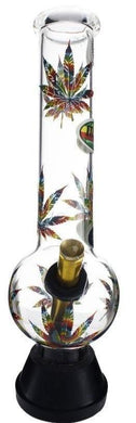 MWP Large Colourful Leaf Glass Bong 30cm - Best Bongs And More