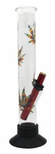 MWP Rasta Leaf Didgeridoo Straight Tube Glass Bong 31cm - Best Bongs And More