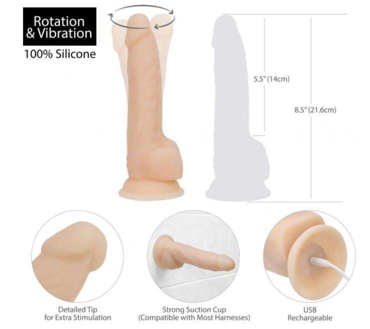 Naked Addiction Rotating And Vibrating Realistic Dildo 8'' - Best Bongs And More