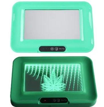 Rolling Tray With Backlight Leaf Design 30cm x 20cm - Best Bongs And More