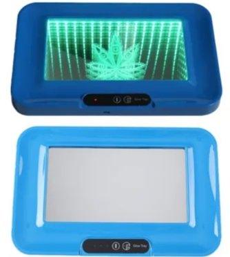 Rolling Tray With Backlight Leaf Design 30cm x 20cm - Best Bongs And More