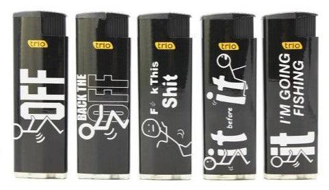 Slimline F**k You Design Windproof Refillable Lighters 5 Pack - Best Bongs And More
