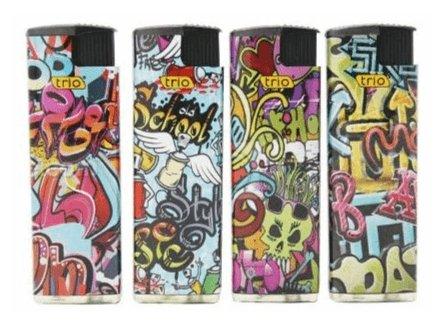 Slimline Graffiti Windproof Refillable Lighters 5 Pack - Best Bongs And More