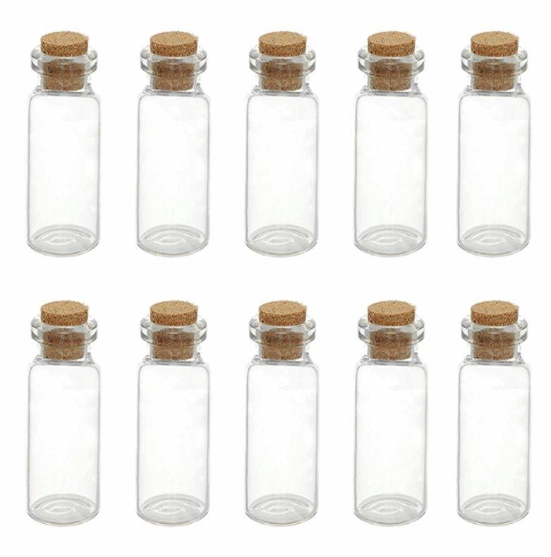 Small Storage Stash Glass Jars With Cork 10 Pack - Best Bongs And More