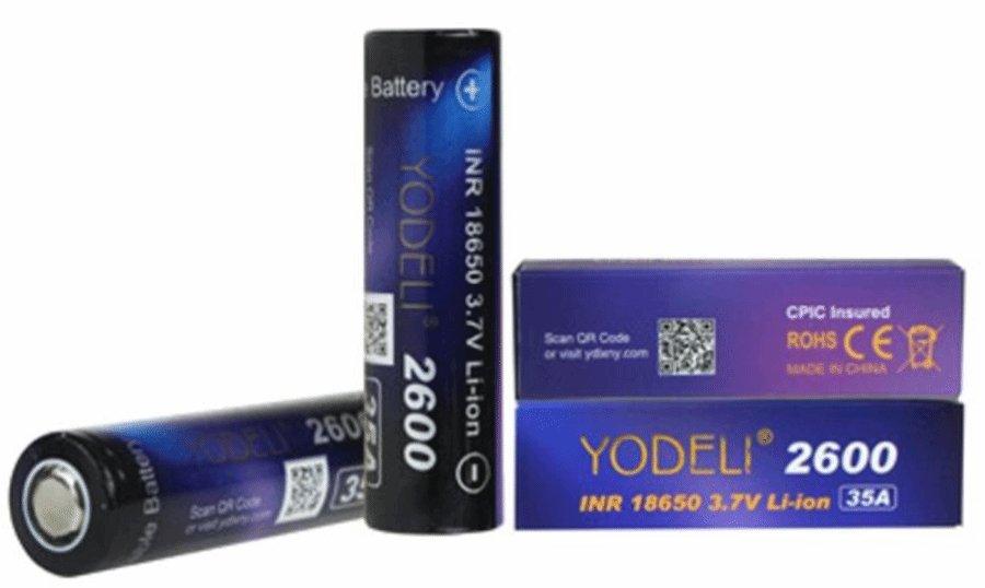 Yodeli INR 18650 3.7V 2600mAh Li-ion Rechargeable Lithium Battery 35a - Best Bongs And More